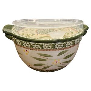 Temptations Old World Vintage 1 Quart Round Covered Serving Mixing Bakin…